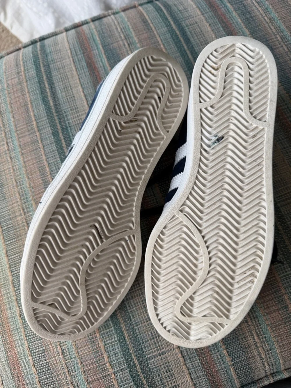 adidas Navy Suede Sneakers with White Stripes - Picture 3 of 4